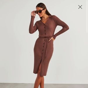 Vici Button Front Midi Sweater Dress